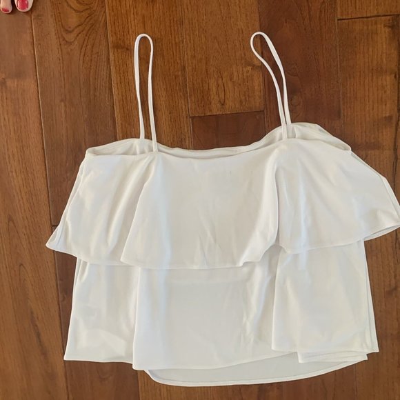 FREE PRESS white tiered tank top size XL ruffle - Nordstrom - Picture 5 of 8